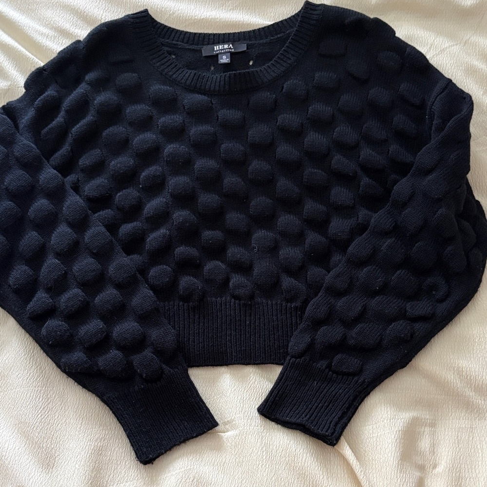 Hera Collection Black Bubble Knit Sweater